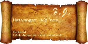 Hatvanger János névjegykártya